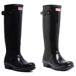 Hunter Mujeres Alto Brillo Mujer Botas Negras Talla US 5-11 - Imagen 1 de 13
