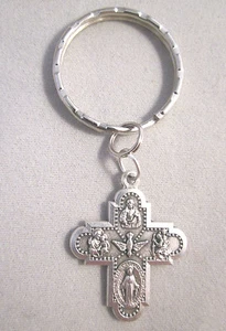 Five Way Medal Cross Italy Key Ring - Picture 1 of 4