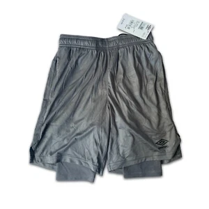 Boy's Umbro Lined Shorts Gray and Black Athletic Sz M 8/10 - Picture 1 of 9