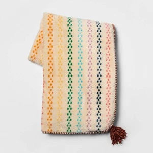 EV LGBT Pride Rainbow Stripes Multicolor Corner Tassels Plush Throw Blanket - Picture 1 of 3