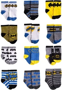 DC Comics Assorted Superhero Characters 12 Pair Socks Set, Baby Boys, Age 0-24M - Picture 1 of 49