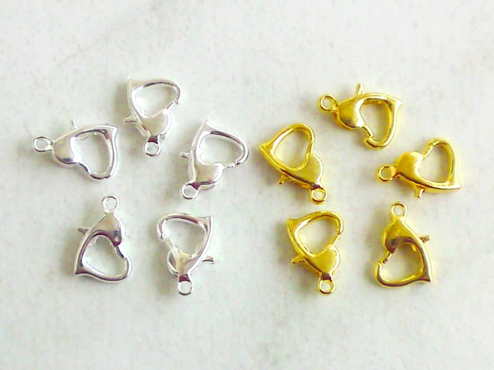 5 Herz Karabiner Verschluss 10mm Ketten Armband Schließe Schmuck Basteln Auswahl - Bild 1 von 1