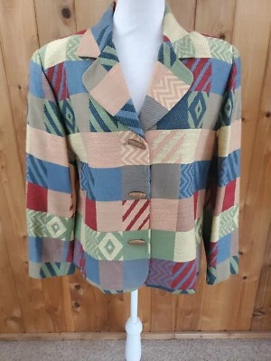 Blazer DONCASTER Manga Larga Suroeste Chaqueta A Cuadros Azteca Artística Talla 14 Foto 1 de 4