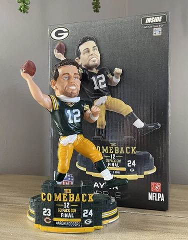AARON RODGERS Green Bay Packers vs Chicago Bears THE COMEBACK Bobblehead NIB! Cover