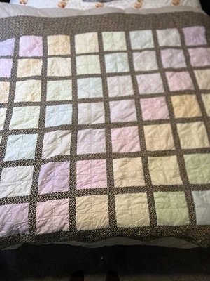 Пастельные рождественские гирлянды блестящий блок ручной работы лоскутное одеяло королевский размер - Изображение 1 из 4