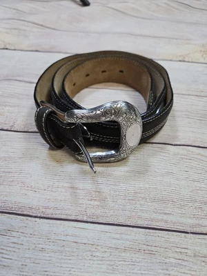 Ремень вестерн Justin женский размер 38 темно-коричневый кожаный с заклепками регулируемый - Изображение 1 из 4