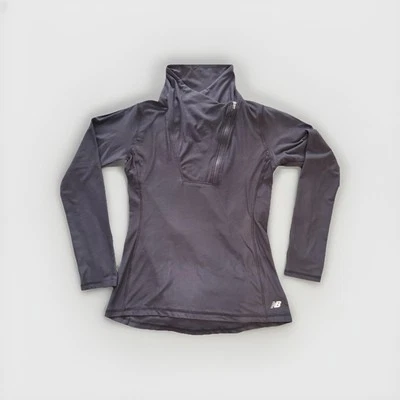 Camisa New Balance Mujer Mediana Negra Manga Larga 1/4 Cremallera Ropa Activa Correr Foto 1 de 3