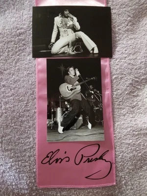 ELVIS PRESLEY SIGNATURE PINK SCARF&ELVIS SHOW&CONCERT PHOTOS 1956&1970 LOT 3 - Image 1 of 4
