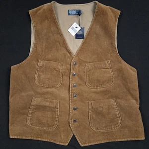 Neu mit Etikett Polo Ralph Lauren Weste Herren XL braun Cord Fine Wale Western  - Bild 1 von 12