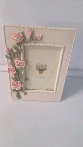 Herb Garden Pink Roses Resin 3D Photo Frame 4" X 6" - Picture 1 of 5