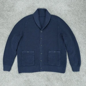 Duluth Trading Burly Retirement Shawl Collar Cardigan Sweater Mens Large Blue - Picture 1 of 19