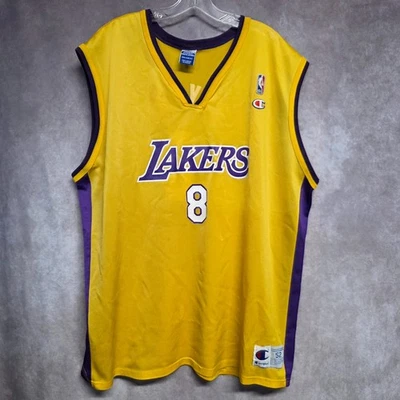 Vintage 90s Champion Los Angeles Lakers Kobe Bryant 8 Gold Jersey Mens 52 2XL - Image 1 of 4