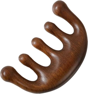100% Natural Handmade Pure Wood Five-Tooth Meridians Comb - Portable Gold Wire S - Picture 1 of 9