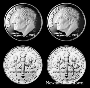 2016 P+D+S+S Roosevelt Dime Mint Proof Set ~ Silver Clad Proofs & PD Bank Roll - Picture 1 of 5