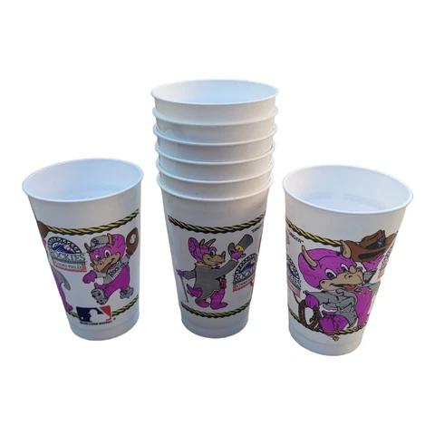 VTG SGA Colorado Rockies Dinger Mascot Plastic Cups Denver Baseball Lot of 8 Cover