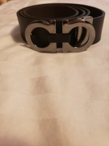 Ferragamo Mens Reversible Black/Brown Full-Grain Leather Belt - Picture 1 of 4