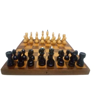 Vintage 1970s Soviet Russian Wooden Chess Set Folding Board 32 х 32 cm. Game. - Picture 1 of 16