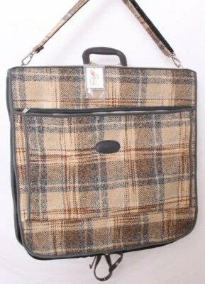 NUEVO 70 De Colección Equipaje Skyway EE. UU. Tweed Cuadros Dupont Nylon Bolsillos Nuevo de Lote Antiguo Bolsa de Ropa Foto 1 de 4