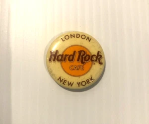 Hard Rock Cafe Vintage 80's New York London Pin Back Button - Picture 1 of 2