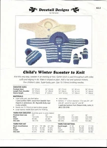 Dovetail Designs Child's Winter Sweater, Hat & Mitten Knitting Patterns - Picture 1 of 1