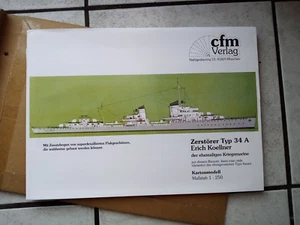 CFM Modellbaubogen -1:250 , -"Erich Koellner Zerstörer"Schiffsbausätze - Bild 1 von 1