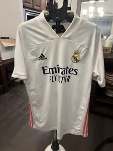 “Emirates Fly Better” Pink And White Real Madrid F.C. Soccer Adidas Jersey LG - Picture 1 of 4
