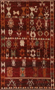 Red Wool Moroccan Tribal Area Rug 7x10 Hand-knotted Living Room Carpet - Picture 1 of 19