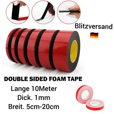 Doppelseitiges Klebeband Stark Montageband Montageklebeband Schaumstoff 10 Meter - Bild 1 von 4