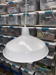 Large White Pendant Industrial Light 16” - Picture 1 of 10