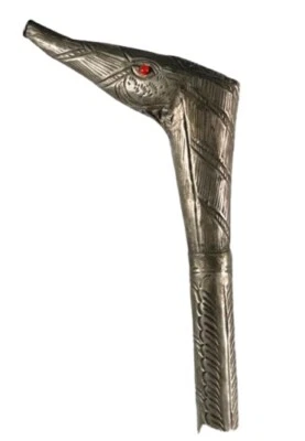 Antique Silver Plate Walking Cane with Animal Head Design. Collectors Item. - Image 1 of 4
