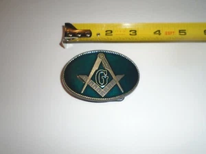 Masonic Freemason G Dress Belt Buckle Square & Compass Vintage  clean rj - Picture 1 of 3