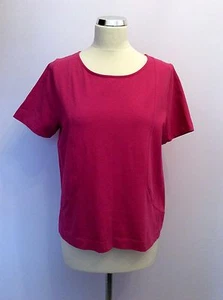 JAEGER DEEP PINK COTTON SHORT SLEEVE TOP SIZE L - Picture 1 of 2