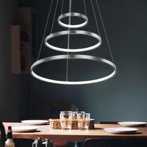 Luce Sala da Pranzo Lampadario Lampada LED Argento Regolabile Altezza Regolabile - Foto 1 di 8