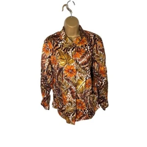 Vintage 90s Laura Ashley Leaf Floral Suit Jacket Brown Combo Large - Picture 1 of 5