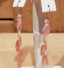 Pink Bead & Rock Earrings Hook Dangle Costume Jewelry - Swanky Barn