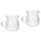 Set Of 2 Glass Milk Cup Transparent Cream Pitcher Water Daily Use Creamer