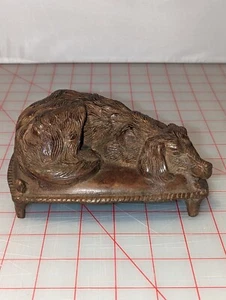 Estatuilla de metal de perro de bronce vintage - Imagen 1 de 3