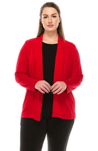 JOSTAR Cardigan DRAPE JACKET RED Poly Spandex Stretch SLINKY Knit S M L XL 2X 3X - Picture 1 of 8