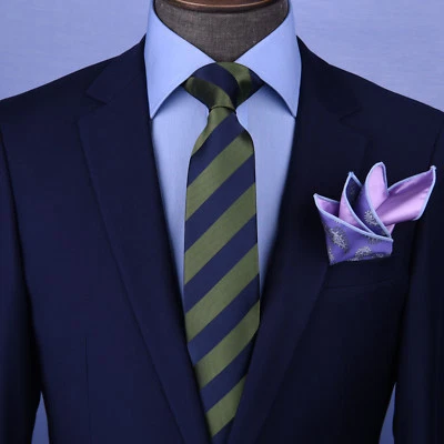 Corbata Sexy 3" Verde y Azul Rayas Negocios Elegancia Formal Ocasión de Negocios Foto 1 de 4