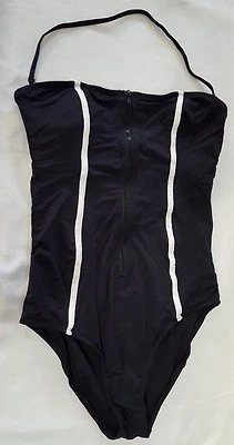 Nuevo traje de baño para mujer blanco y negro Apt 9 una pieza cremallera frontal traje de baño M Foto 1 de 3