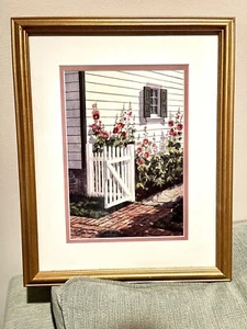 Diane Stewart Gardens Gate Matted Frame Watercolor Print Signed /numbered 16x13” - Picture 1 of 7