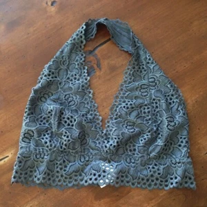 Bralette halter de encaje gris forrado Zenana Outfitters XL para mujer - Imagen 1 de 5