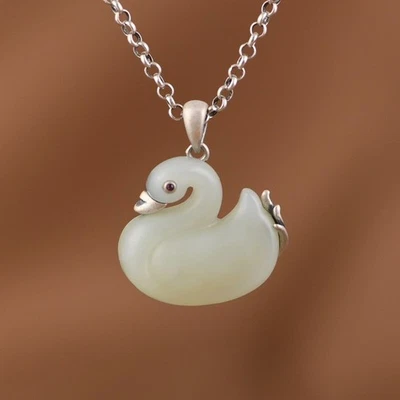 I05 Rimorchio Anatra Di Chiare Giada L Argento Sterling 925 - Immagine 1 di 4