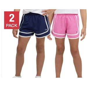 Paquete de 2 pantalones cortos Champion Youth nuevos con etiquetas, talla: M-10/12, XS-5/6 rosa y azul marino - Imagen 1 de 11