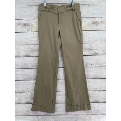Cartonnier Pants Womens 10 Khaki Brown High Rise Flare Wide Leg Buckle Detail - Image 1 of 4