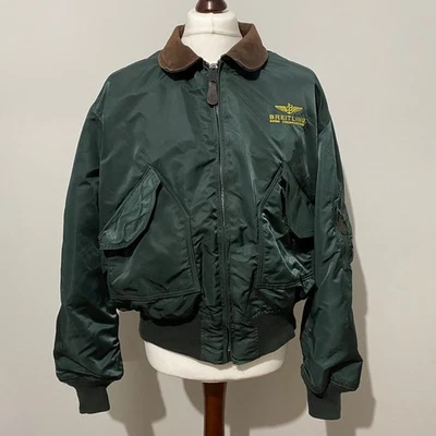 ALPHA INDUSTRIES BREITLING Bomber Jacket Mens XL Flyers Flight 45P Vintage Green - Image 1 of 4