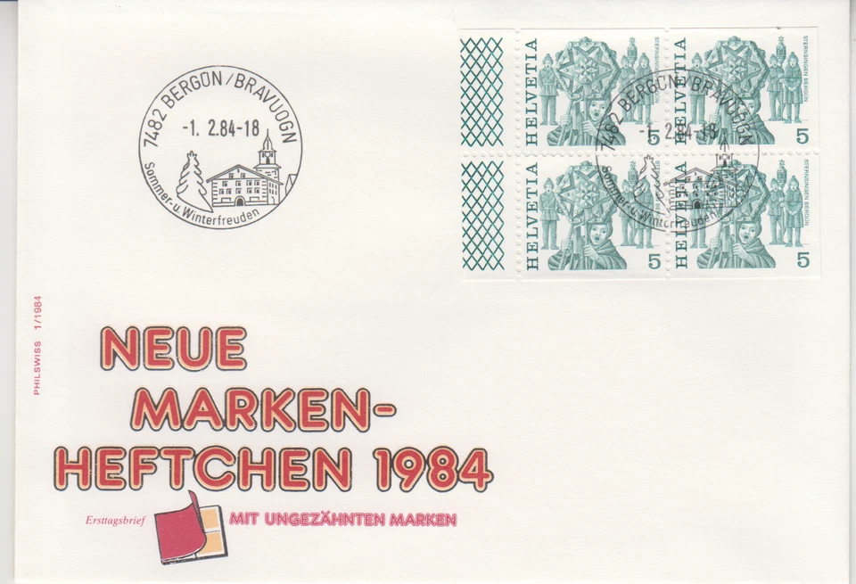 SWITZERLAND : 1984   FDC - SCOTT # 632  BLOCK 4  FOLK CUSTOMS - Image 1 of 1