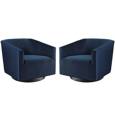 Brazo giratorio Modway Twist Performance terciopelo acolchado en azul medianoche (juego de 2) Foto 1 de 4