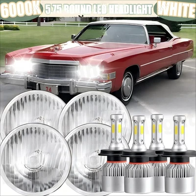 4PCS 5-3/4 5.75" LED Headlights High Low Beam DOT For 1958-1974 Cadillac DeVille Foto 1 de 4