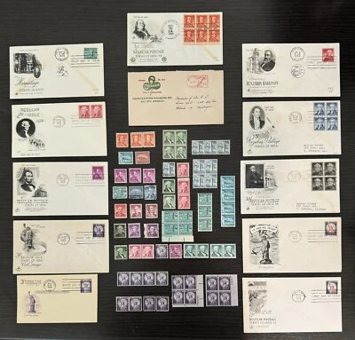 US Vintage 1950's Stamps, FDCs 's MNH Plate blocks & MNH, MH and Used - Image 1 of 4